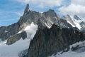 Dent du Geant - sichtbar der Zustiegsweg über Schneefeld und Vorbau